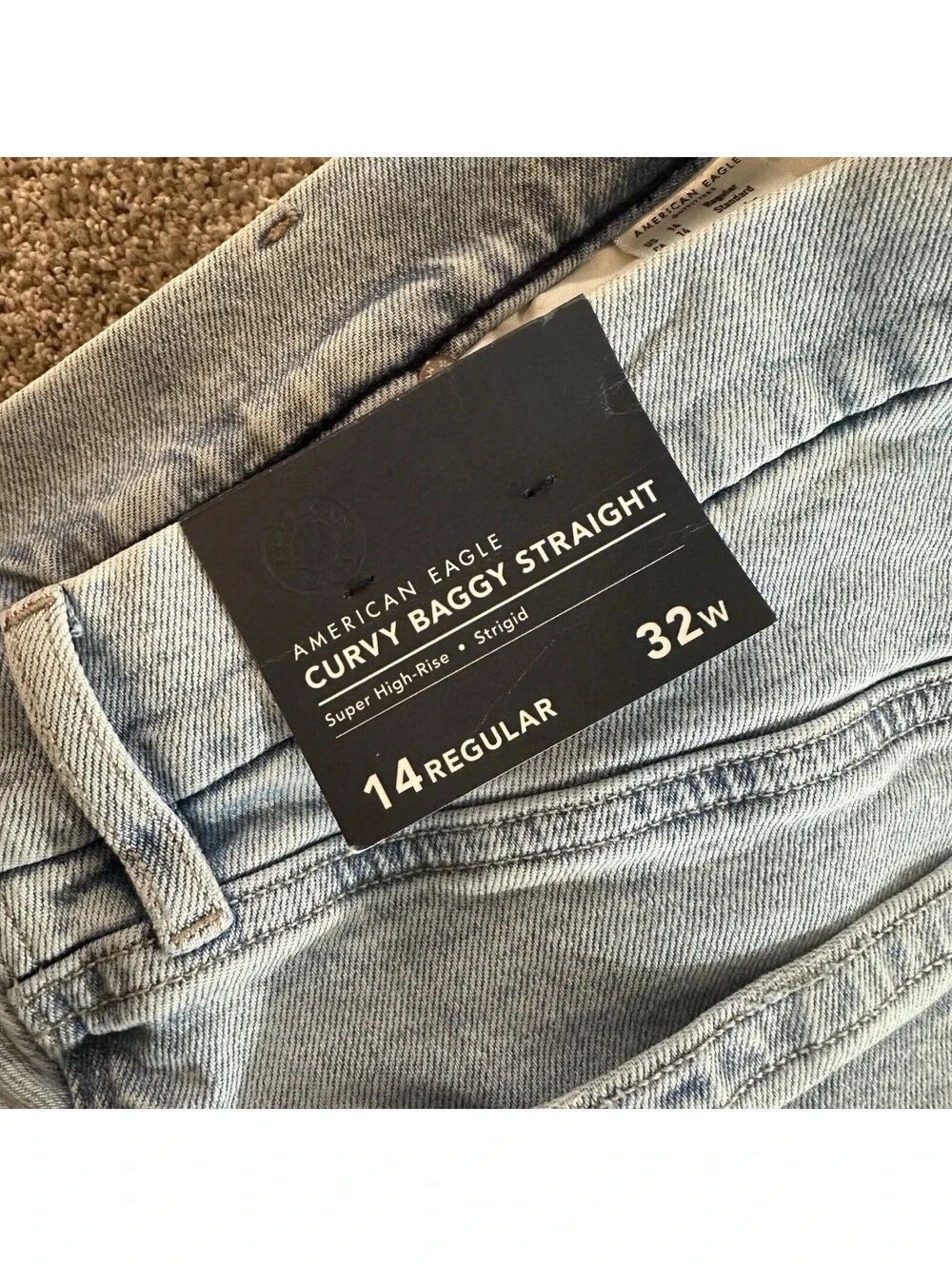 NEW American Eagle Jean Women 14 32W Regular Super High Rise Baggy Straight NWT
